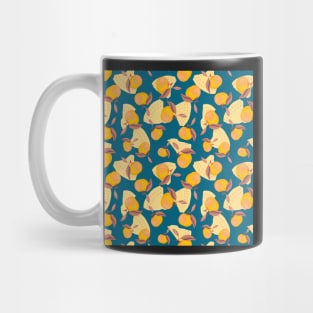 Tangerines orange brown turquoise Mug